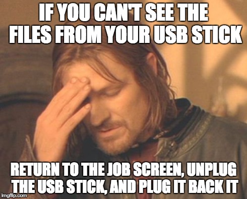 If you can't see your files from your USB stick, return to the jog screen, unplug the USB stick and plug it back in.jpg