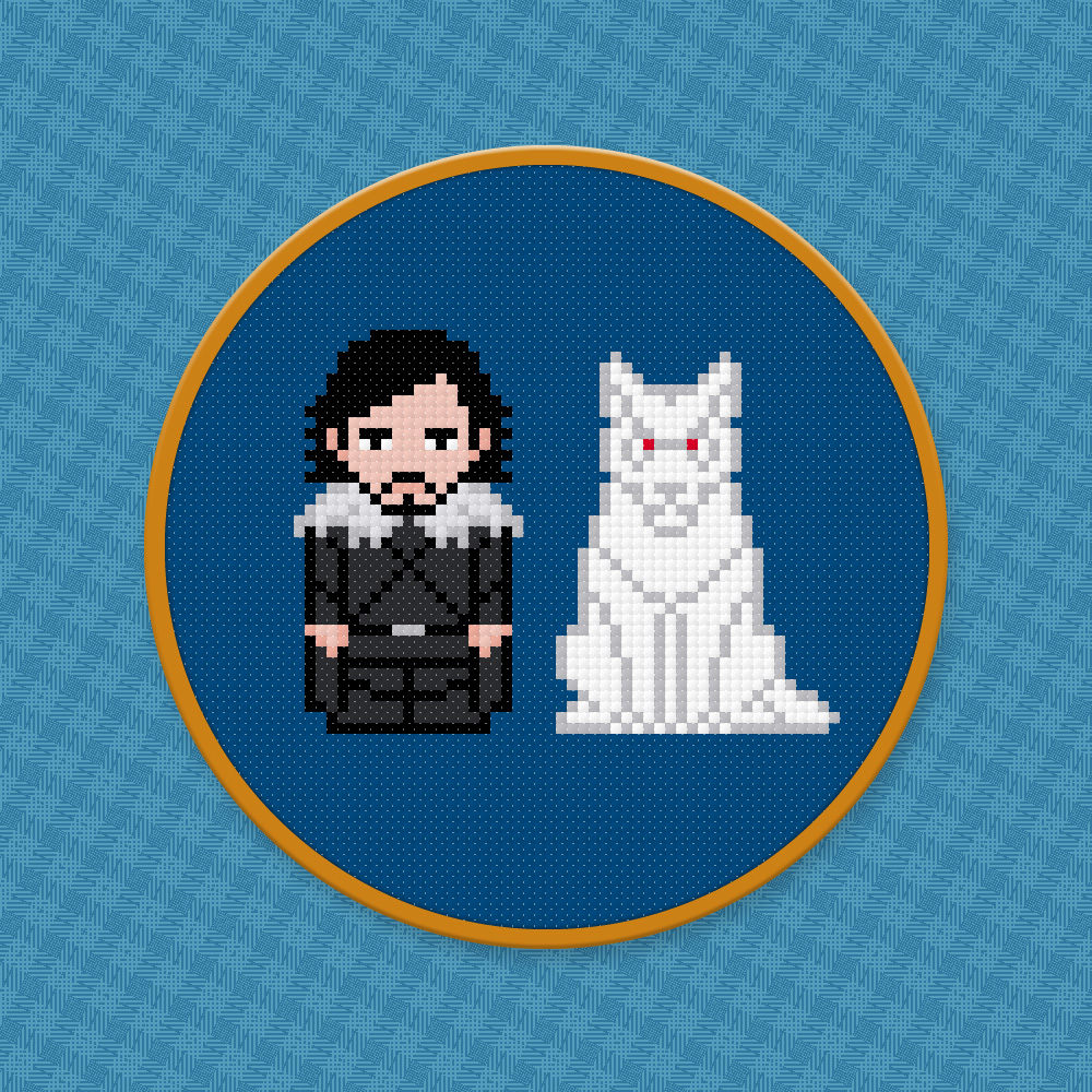 Jon Snow and Ghost - Game of Thrones - Free PDF Cross Stitch Pattern