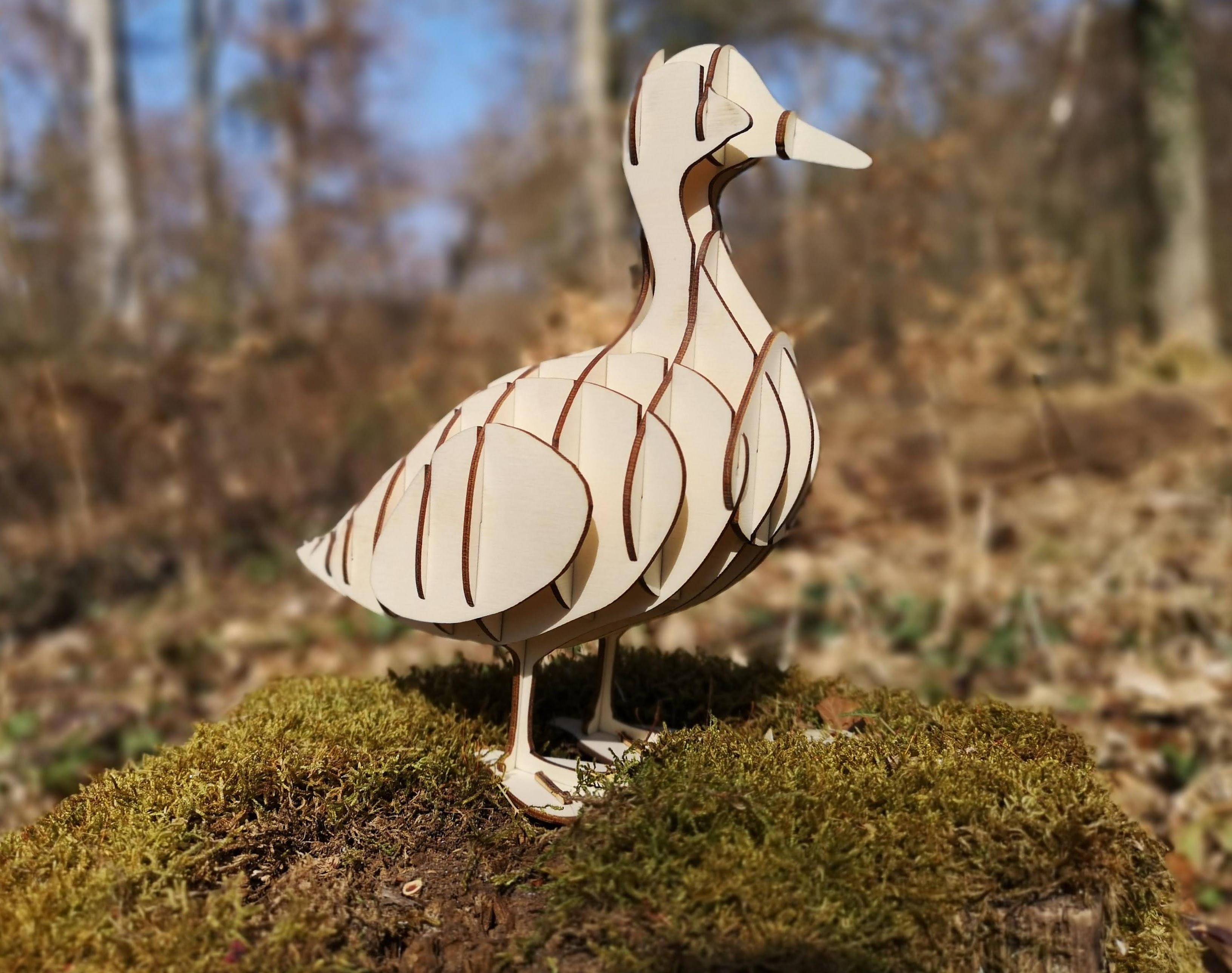 Sliced 3D Puzzle of a Wooden Duck DIY