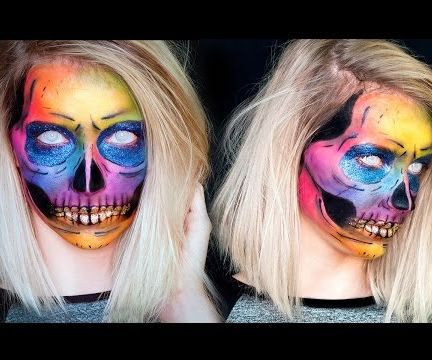 Rainbow Glitter Skull Makeup!