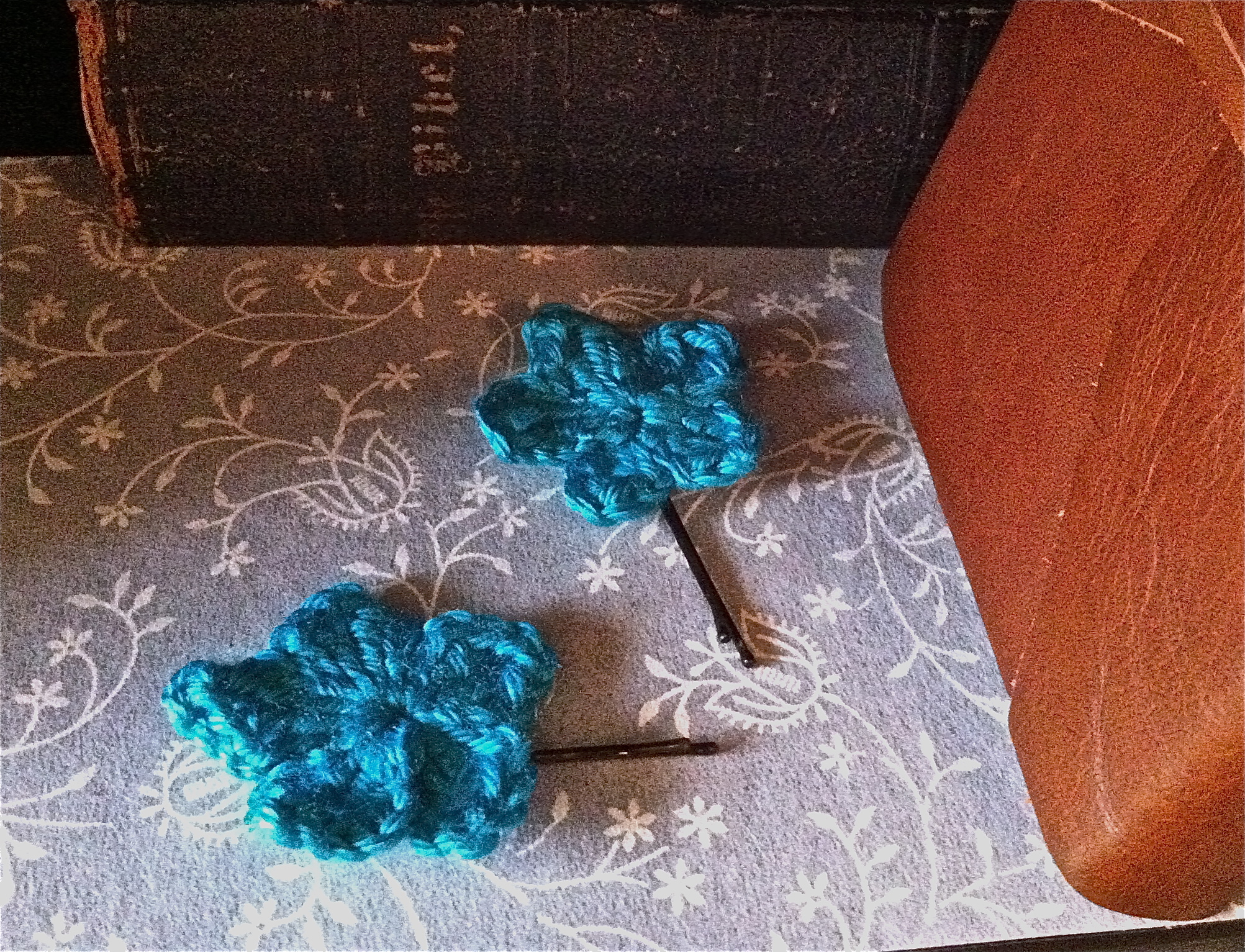 Crocheted Flower Hair Pins