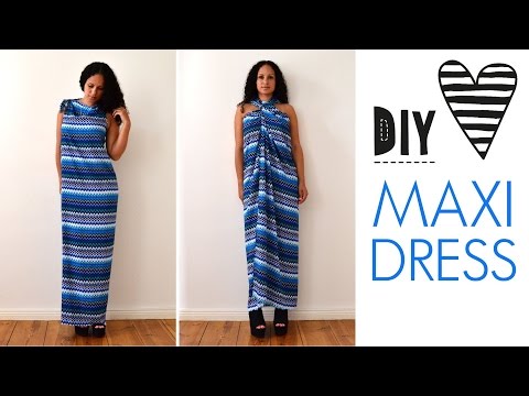 &amp;hearts; DIY no sew MAXI DRESS in 5 minutes | quick &amp;amp; easy | how to | tutorial