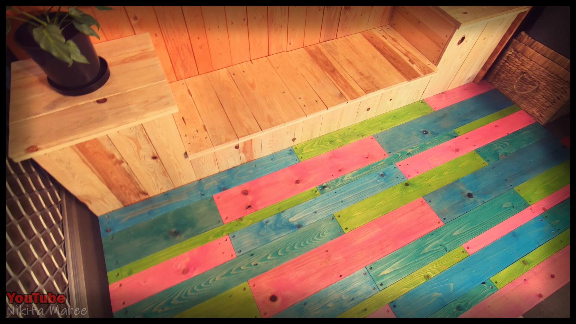 DIY wooden floor, How to build a pallet wood floor, painted floorboards, Building a timber floor from reclaimed wood (33).jpg