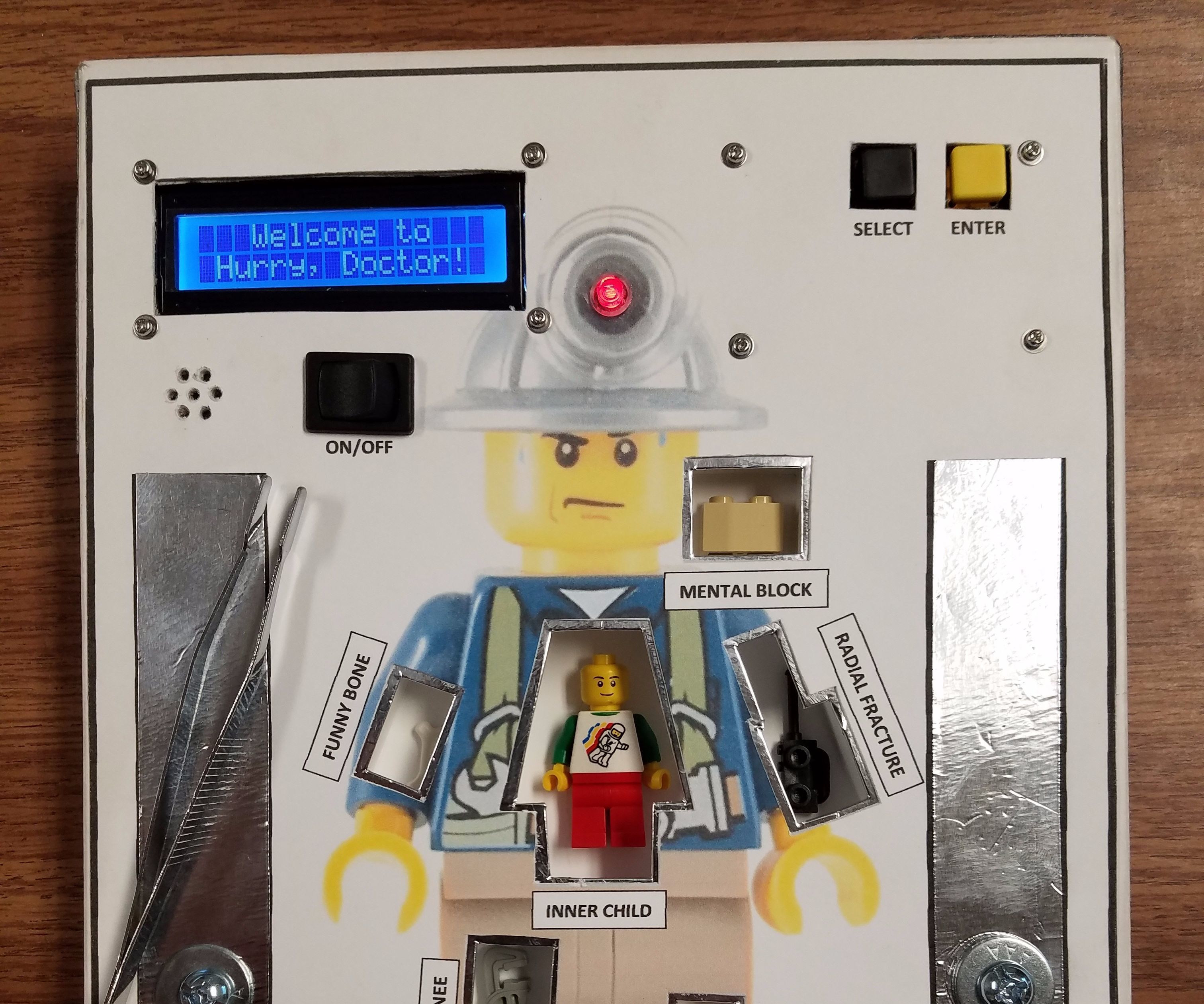 "Hurry, Doctor!" an Arduino Powered Operation Style Electronic Board Game