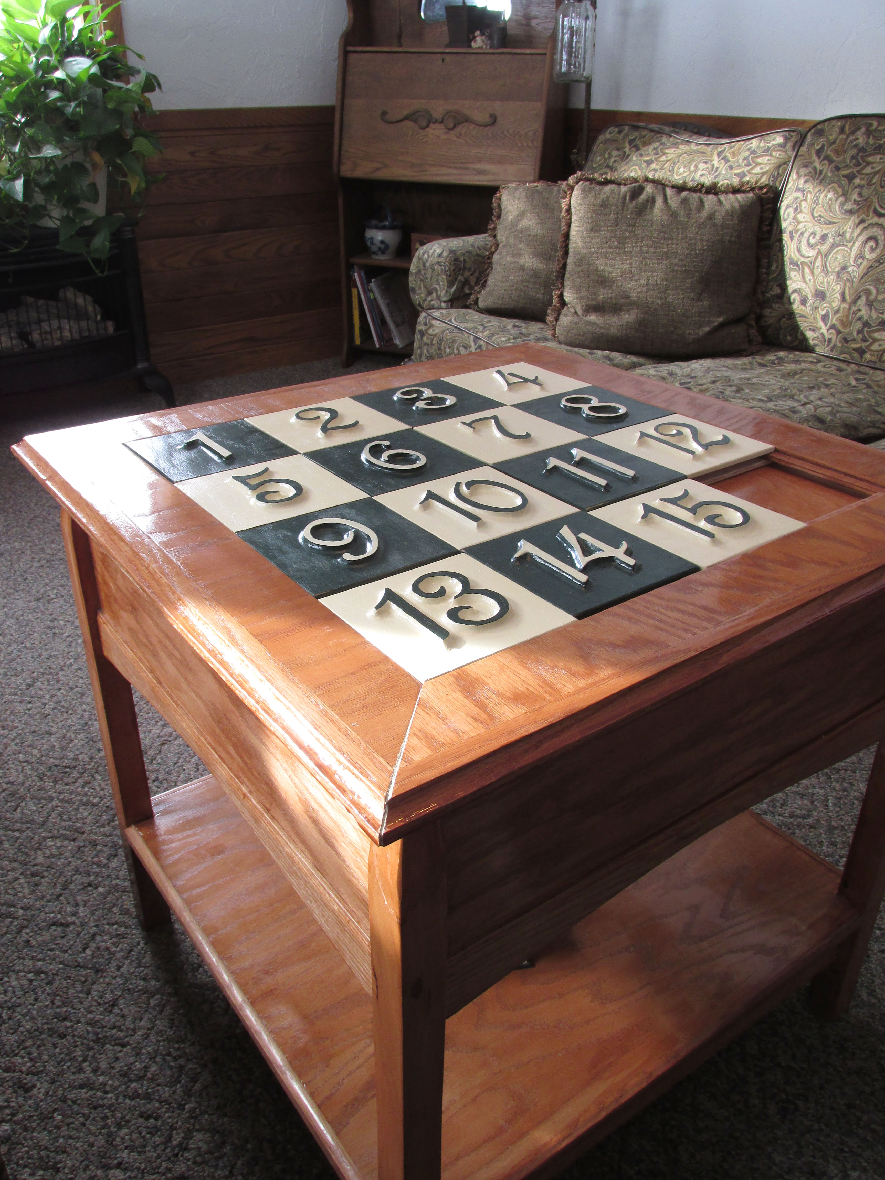 Sliding Puzzle Secret Compartment Table