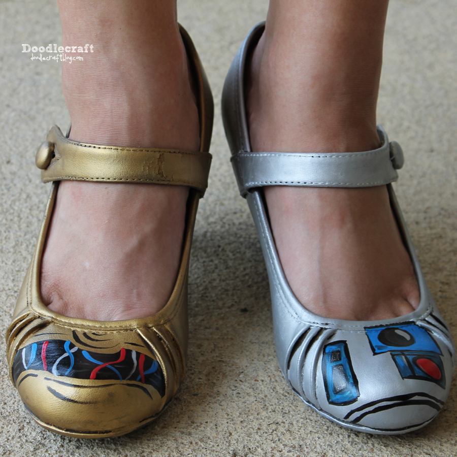 Star Wars painted heels shoes diy c3po and r2d2 droids gold and silver rub 'n buff easy geekery geek chic (10).JPG