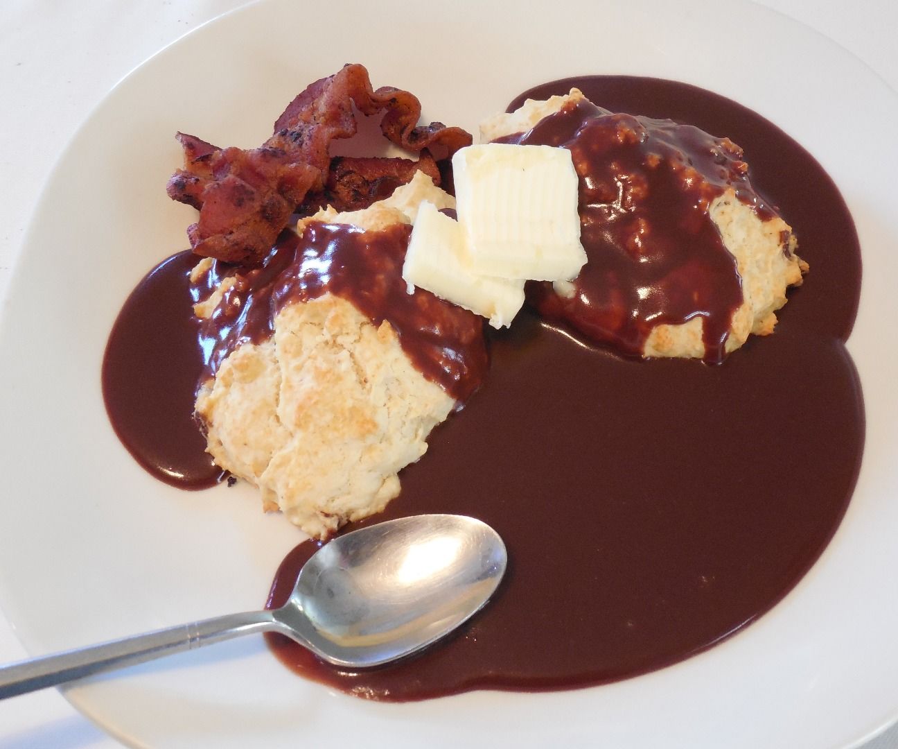 Grandma Burkharts Coco Gravy and Bacon Biscuits