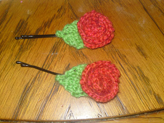 Knitted Rose Hair Pins  *easy*
