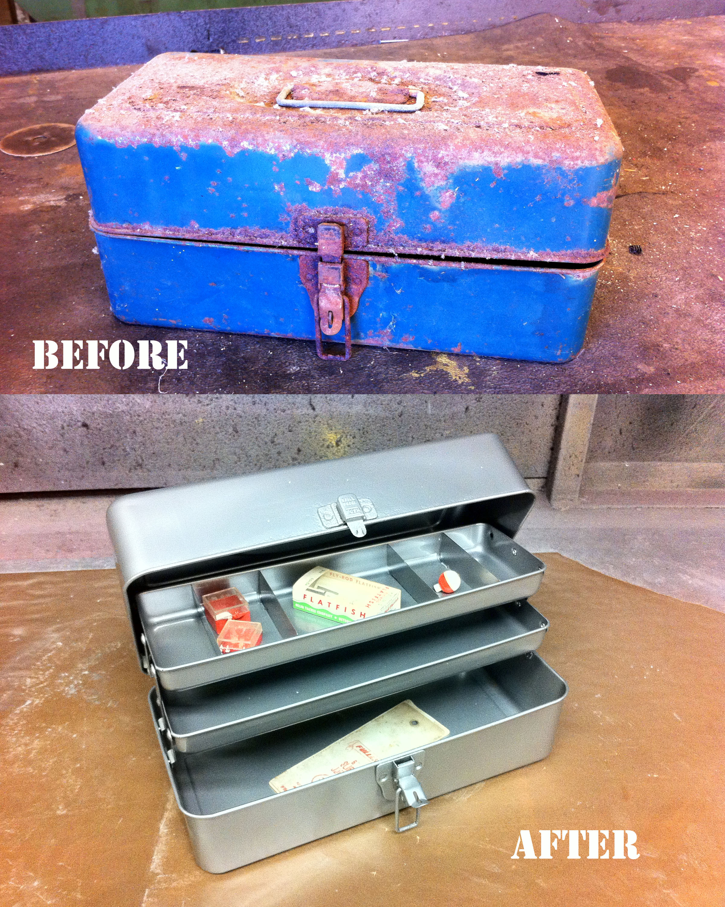 Restore a Rusty Old Tackle Box With Sand Blasting & Powder Coating